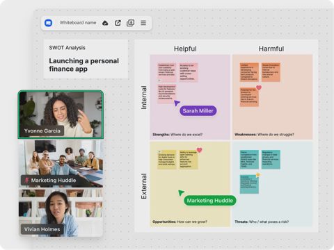 Zoom Workplace screenshot: Meeting with shared whiteboard