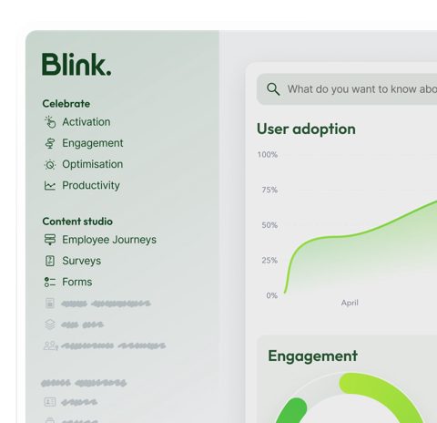 Blink screenshot: Admin analytics for user adoption