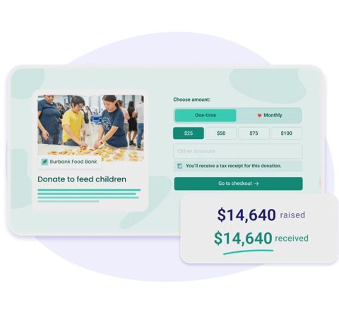 Zeffy screenshot: Donation form with amount choices