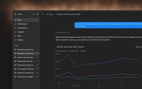 Basedash screenshot: Chat answering a revenue question