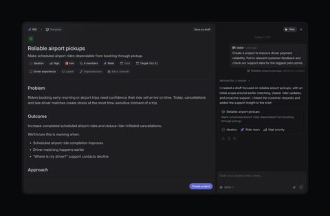 Linear screenshot: Issue with written spec and details