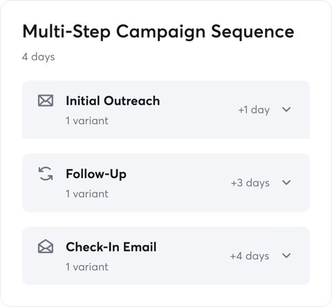Instantly screenshot: Multi-step campaign sequence