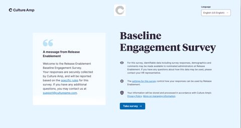 Culture Amp screenshot: Participant view of an engagement survey