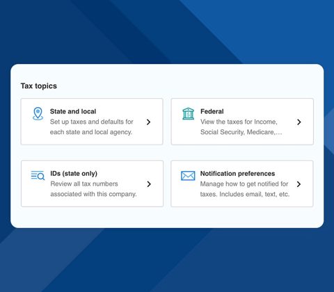 Paychex Flex screenshot: Tax topics settings