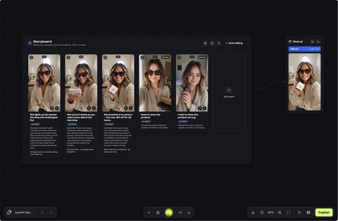 Leadpages screenshot: Ad Studio storyboard canvas