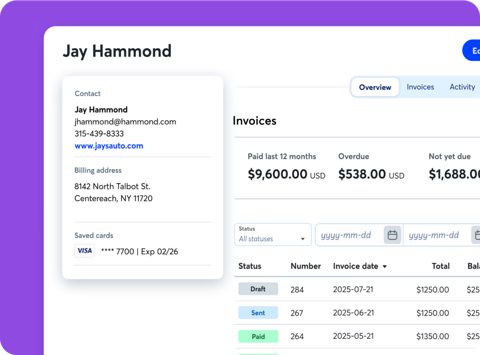 Wave screenshot: Customer invoices overview