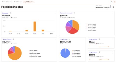 BILL screenshot: Payables insights charts