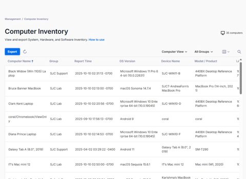 Splashtop screenshot: Computer inventory report