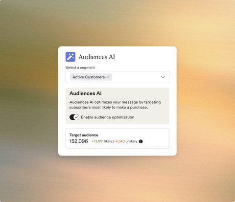 Attentive screenshot: Audiences AI segment settings