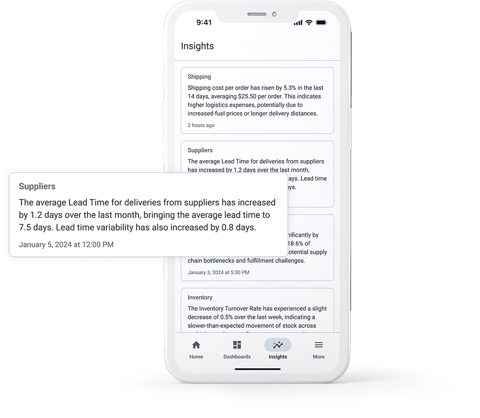 Deposco screenshot: Mobile insights feed