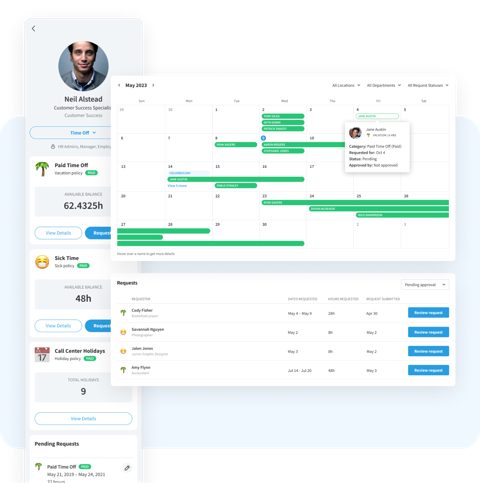 Eddy screenshot: Time off calendar and requests