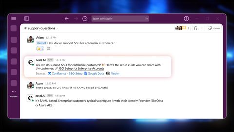 eesel AI screenshot: eesel AI answering a question in Slack