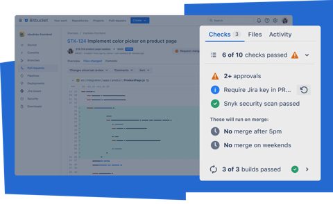 Bitbucket screenshot: Pull request merge checks