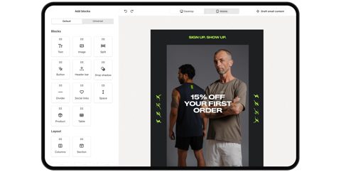 Klaviyo screenshot: Drag-and-drop email editor