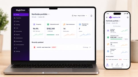 MagicDoor screenshot: Portfolio dashboard on desktop and mobile