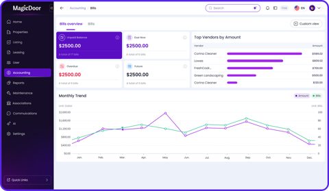 MagicDoor screenshot: Accounting bills overview