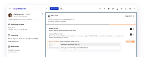 Canvas Medical screenshot: Patient chart with narrative note editor