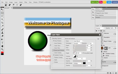 Photopea screenshot: Layer style dialog