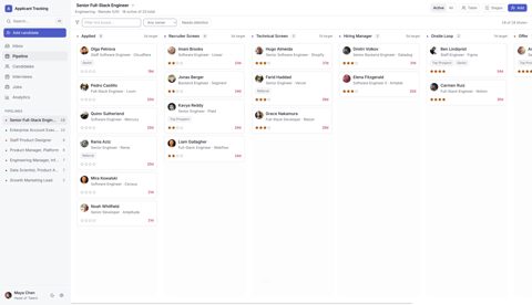 Zite screenshot: Hiring pipeline board app