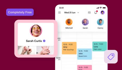 Zoca screenshot: Booking calendar and client profile