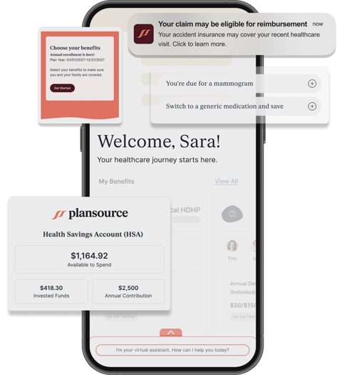 PlanSource screenshot: Employee benefits mobile app home