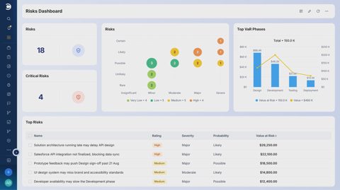 Celoxis screenshot: Risks dashboard