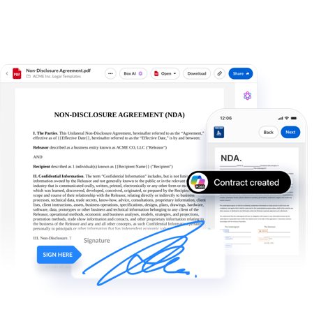 Box screenshot: Document viewer with e-signature