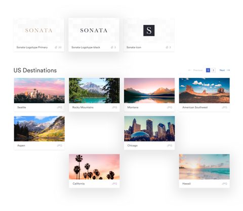 Brandfolder screenshot: Asset library with logos and photo collections