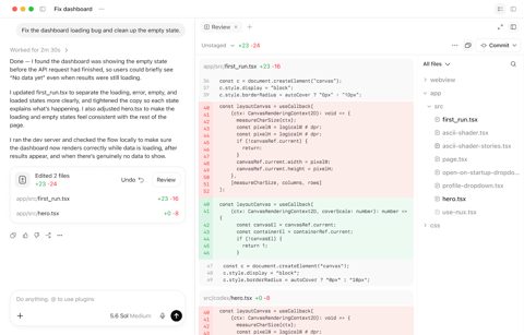 ChatGPT screenshot: Coding task with code review diff