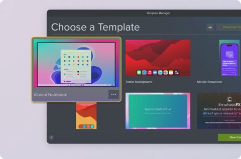 Camtasia screenshot: Template manager