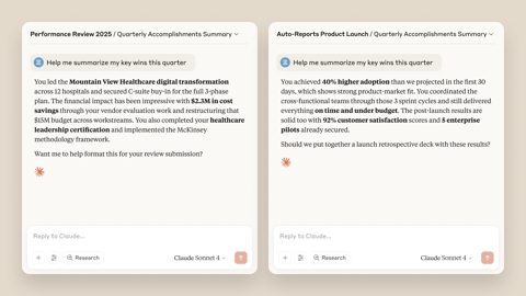 Claude screenshot: Chats inside two projects