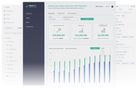 Appsmith screenshot: Sales analytics app built in the editor