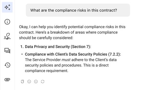 Concord screenshot: AI contract risk review chat