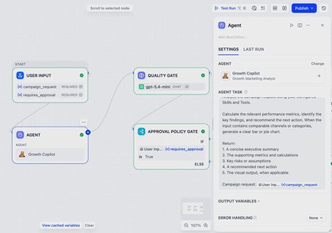 Dify screenshot: Agent node settings panel