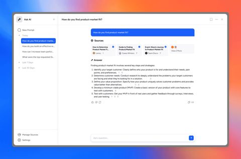 Disco screenshot: Ask AI answer with sources