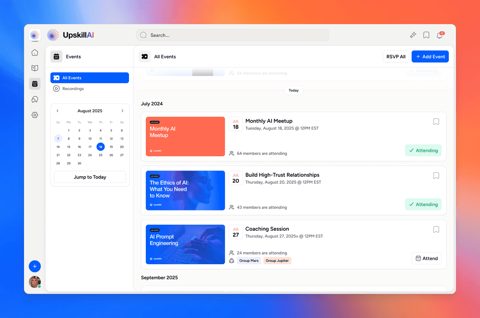 Disco screenshot: Events calendar