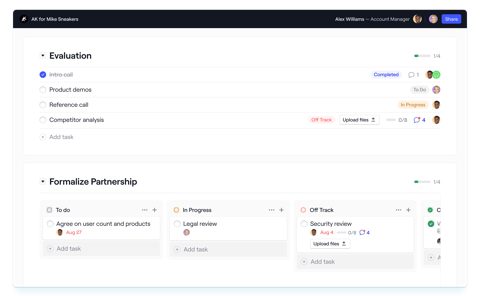 Dock screenshot: Mutual plan with task stages