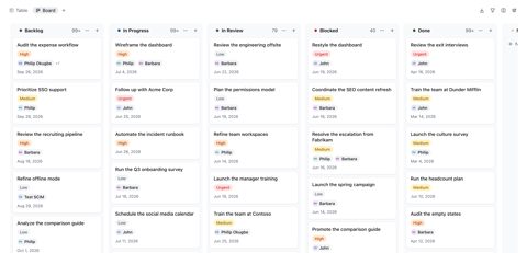 Docmost screenshot: Kanban board view