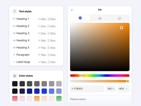 ConvertSite screenshot: Visual builder text and color styles