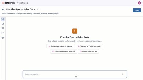 Databricks screenshot: Genie space for asking data questions