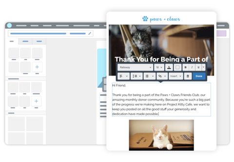 DonorPerfect screenshot: Email editor