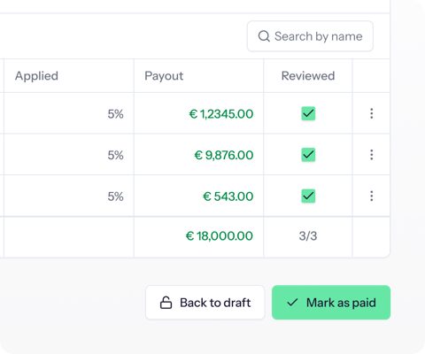 Driven screenshot: Payout review and mark as paid