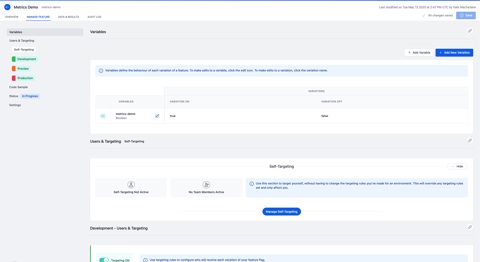 DevCycle screenshot: Feature targeting and variables