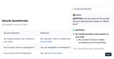 Dust screenshot: Agent filling a security questionnaire