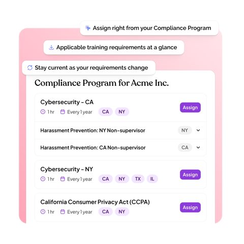 EasyLlama screenshot: Compliance program course list