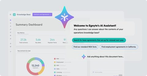 Egnyte screenshot: AI assistant over a contracts dashboard
