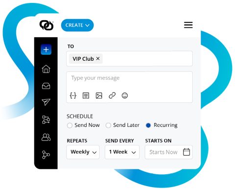 EZ Texting screenshot: Compose and schedule a text message
