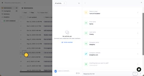 Fillout screenshot: Response detail view