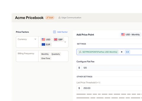 Everstage screenshot: Quote pricebook configuration