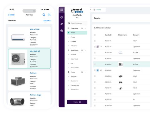 Asset Panda screenshot: Mobile and web asset lists